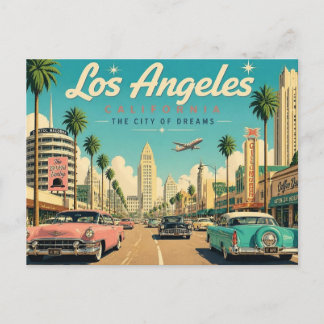 Vintage 1950-talet Los Angeles Retro Resa Vykort