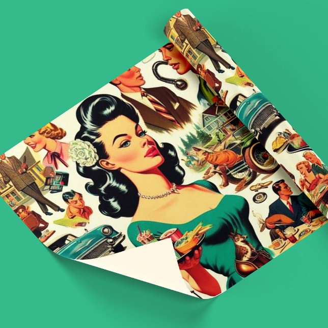 Vintage 1950-talet, sömlös Mönster Presentpapper (Skapare uppladdad)