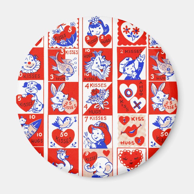 Vintage 1950-talet Valentine-stämpelmönster Retro  Magnet (Framsidan)