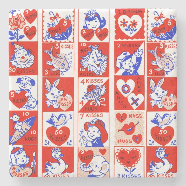 Vintage 1950-talet Valentine-stämpelmönster Retro  Stenunderlägg (Framsidan)
