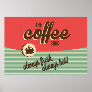 Vintage 1950-talets "Coffee Shop Signage" Poster