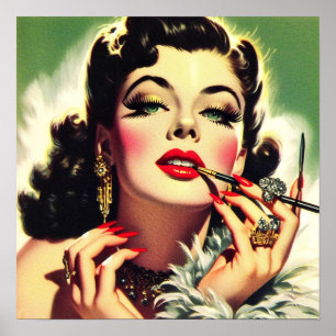 Vintage 1950-talets Glamor Girl Poster