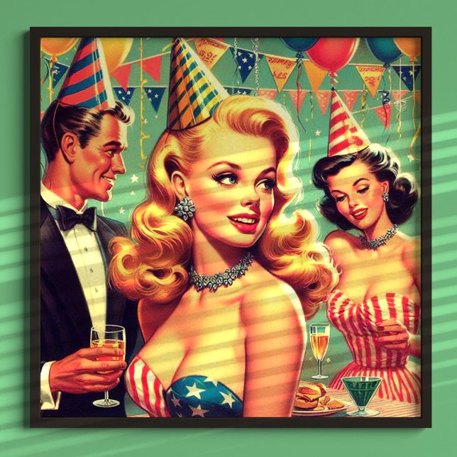 Vintage 1950-talets illustration av Party Poster (Skapare uppladdad)