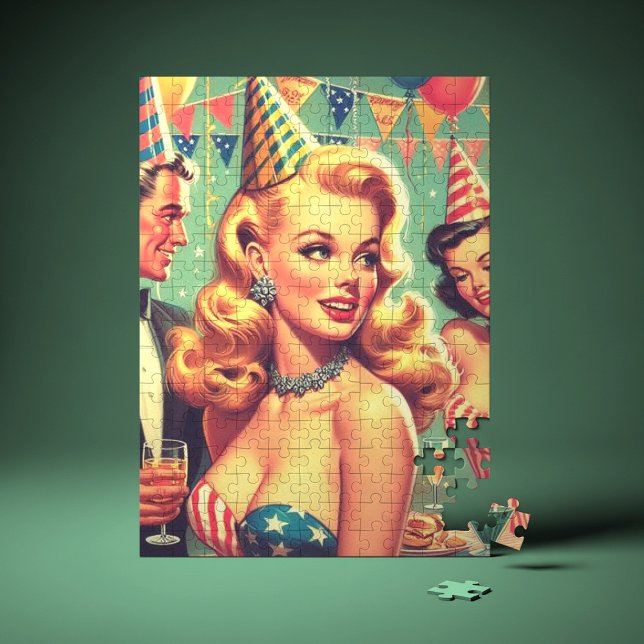 Vintage 1950-talets illustration av Party Pussel (Skapare uppladdad)