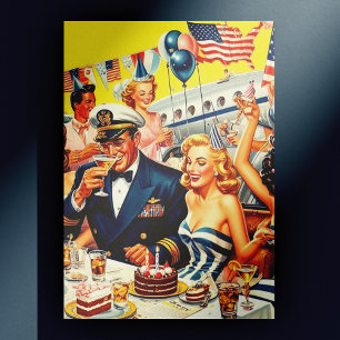 Vintage 1950-talets illustration av Party Vykort
