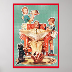 Vintage 1950-talets kärnfamilj husmorstårta poster