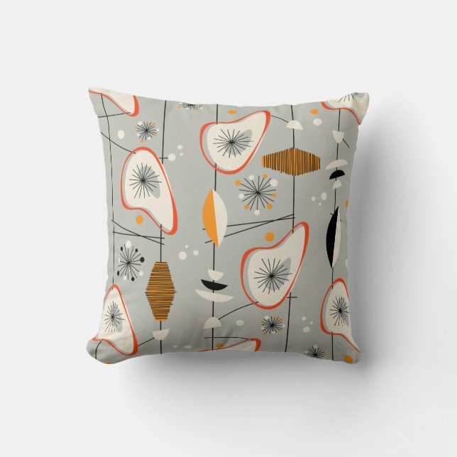 Vintage 1950-talets moderna kärndesign kudde (Framsida)