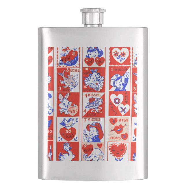 Vintage 1950-tals Valentine-stämpelmönster Retro K Fickplunta (Framsidan)