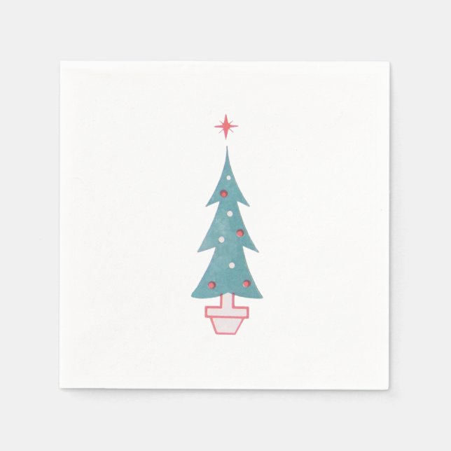 Vintage 1950-talskonst i julgran pappersservett (Framsidan)
