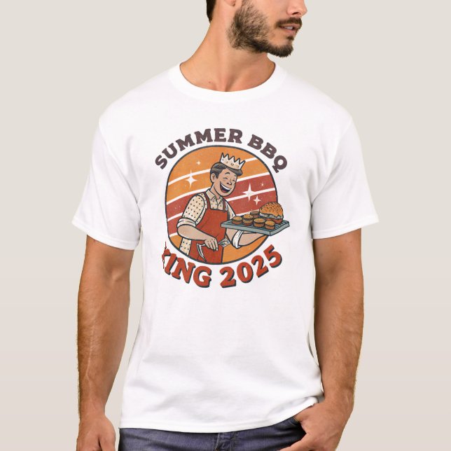 Vintage 1950s BBQ Sommar T-Shirt (Framsida)