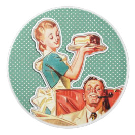 Vintage 1950's kärnfamilj 50's retrohemmafru knopp