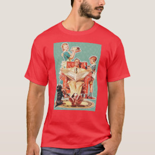 Vintage 1950's kärnfamilj 50's retrohemmafru t shirt
