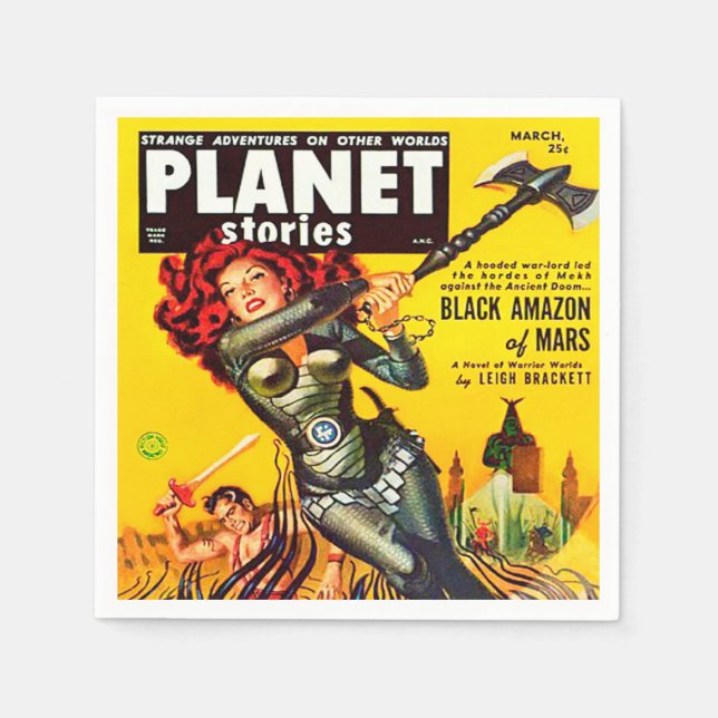 VINTAGE 1950's SCI FI GRAPHIC ILLUSTRATION Pappersservett (Framsidan)