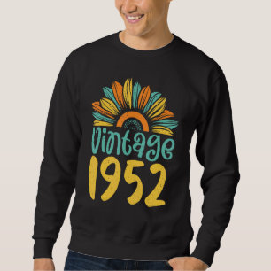 Vintage 1952 om 70 år gammal Blommigt Sunflowe Lång Ärmad Tröja