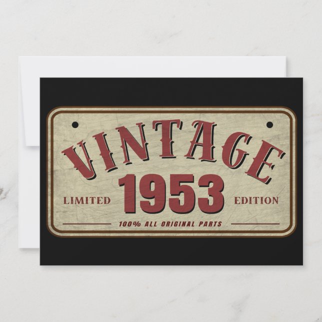 Vintage 1953 Begränsad Upplaga Alla Originaldelar Inbjudningar (Framsida)