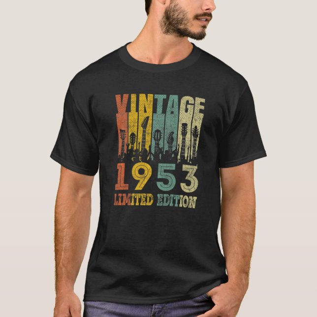 Vintage 1953 Birthday Guitar 70 Birthday T Shirt (Framsida)