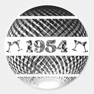 Vintage 1954 firande-silver-diskoregionen boll runt klistermärke