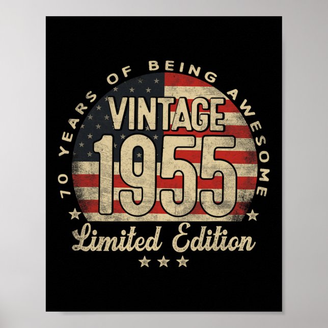 Vintage 1955 Begränsad Upplaga 70-åriga presenter  Poster (Framsidan)