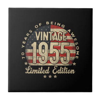 Vintage 1955 Limited Edition 70-Års Presenter USA Kakelplatta