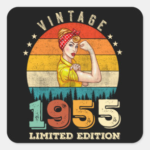 Vintage 1955 Limited Edition Kvinnlig Födelsedagsd Fyrkantigt Klistermärke
