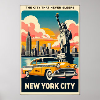 Vintage 1955 New York City-resoraffisch Poster