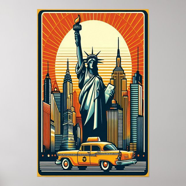 Vintage 1955 New York City Skyline Poster (Framsidan)