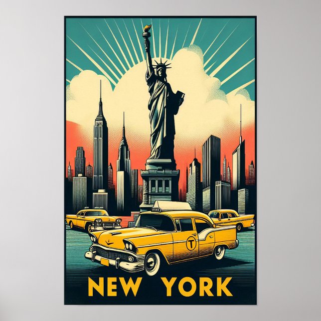 Vintage 1955 New York City Skyline Poster (Framsidan)
