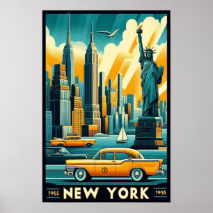 Vintage 1955 New York City Skyline Poster