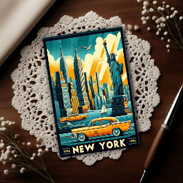 Vintage 1955 New York City Skyline Vykort