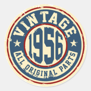 Vintage 1956 alla originaldelar runt klistermärke