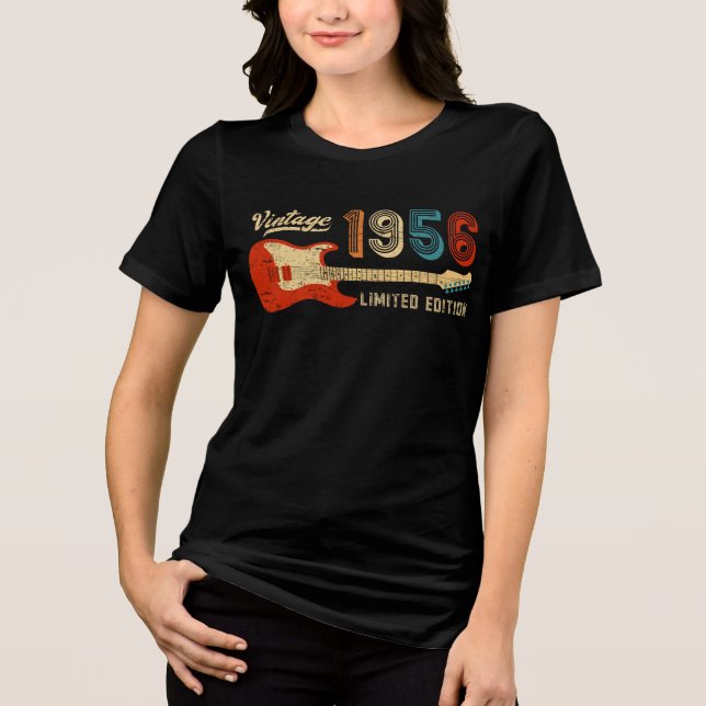 Vintage 1956 Födelsedagspresent Elgitarr Basist Gå T Shirt (Framsida)