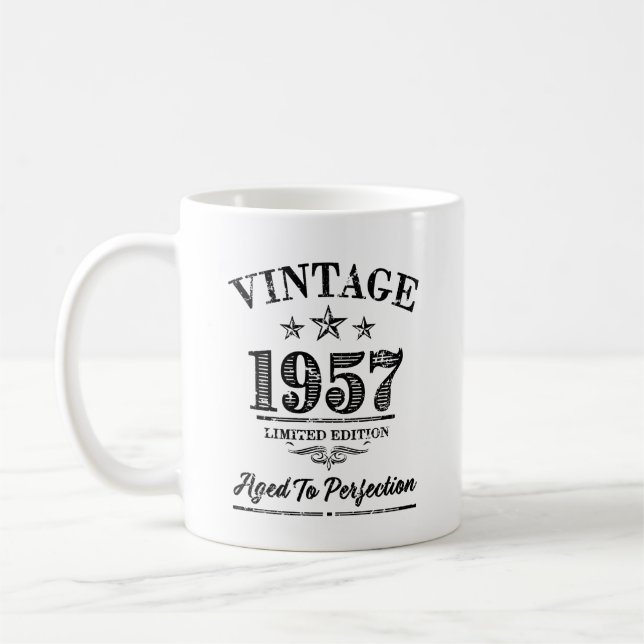 Vintage 1957 - 60th födelsedagkaffemugg kaffemugg (Vänster)