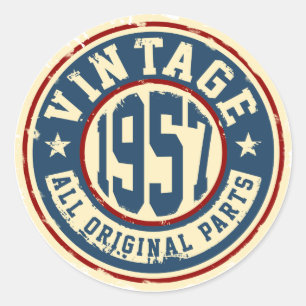 Vintage 1957 alla originaldelar runt klistermärke