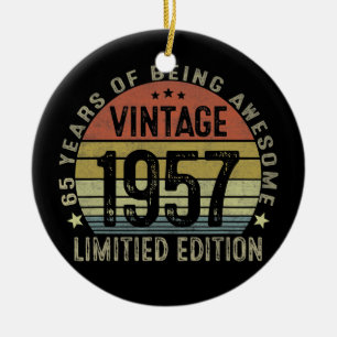 Vintage 1957 Begränsad utgåva 65 år gamla gåvor Julgransprydnad Keramik