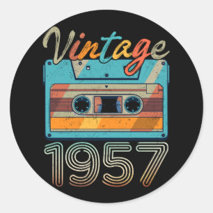 Vintage 1957 Kassettband Retro 66:e födelsedagen 6 Runt Klistermärke