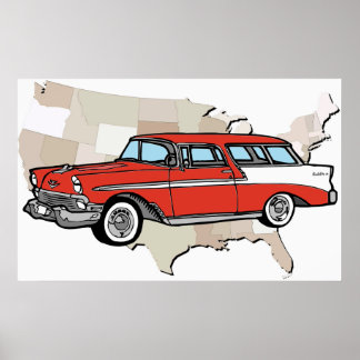 Vintage 1957 Poster av Chevy Nomad Classic Car