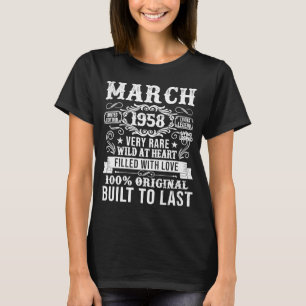 Vintage 1958: 65 ÅRS 65e Marsdag Manar T Shirt