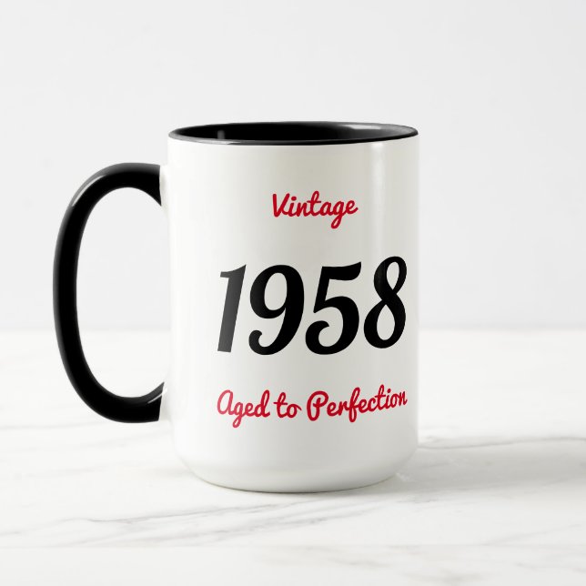 Vintage 1958 Åldrad till perfektion 60 Födelsedags Mugg (Vänster)