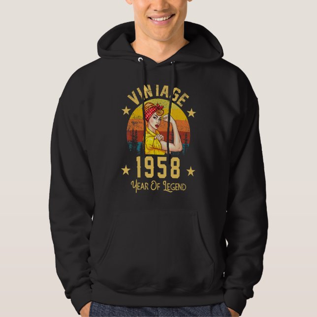 Vintage 1958 Årets födelsedag 64 Hoodie (Framsida)