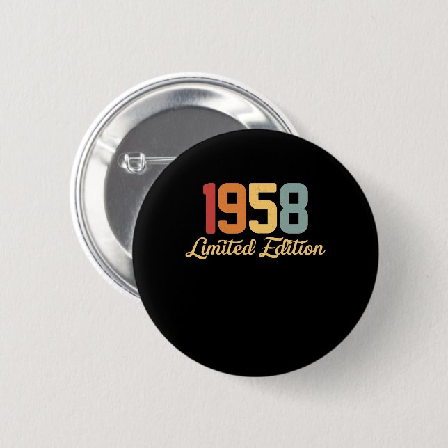 Vintage 1958 Begränsad utgåva Knapp (Framsida & baksida)