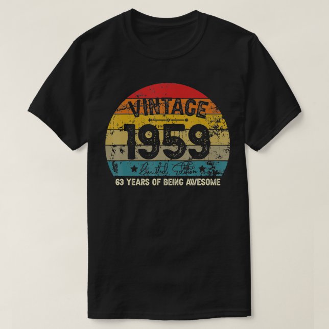 Vintage 1959, 63 år efter fantastisk t shirt (Design framsida)