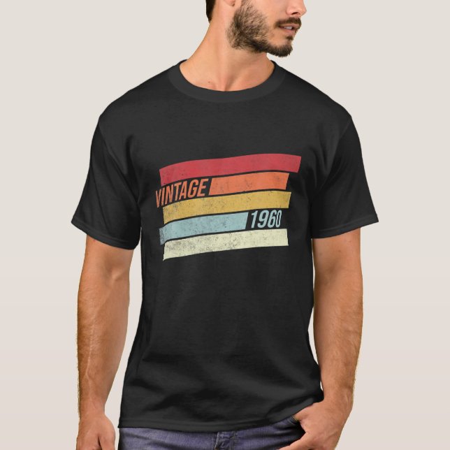 Vintage 1960 Födelsedag T Shirt (Framsida)