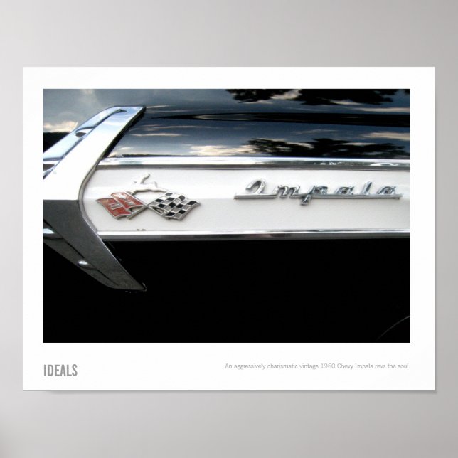 Vintage 1960 Fotografi av Chevy Impala Badge Poster (Framsidan)