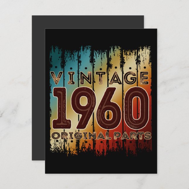 vintage 1960 originaldelar inbjudan (Fram/baksida)