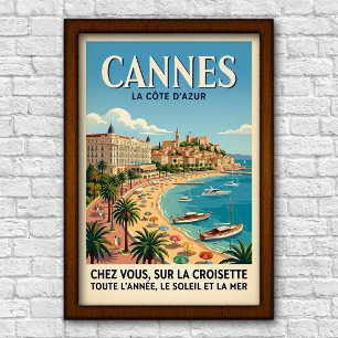 Vintage 1960-tal Cannes, Frankrike Resposter Poster