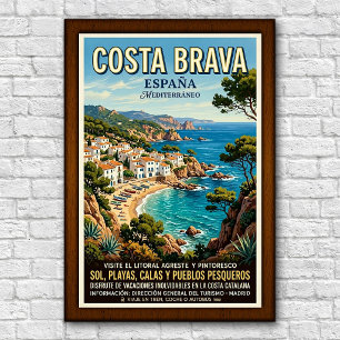 Vintage 1960-tal Costa Brava, Spanien Resaaffisch Poster