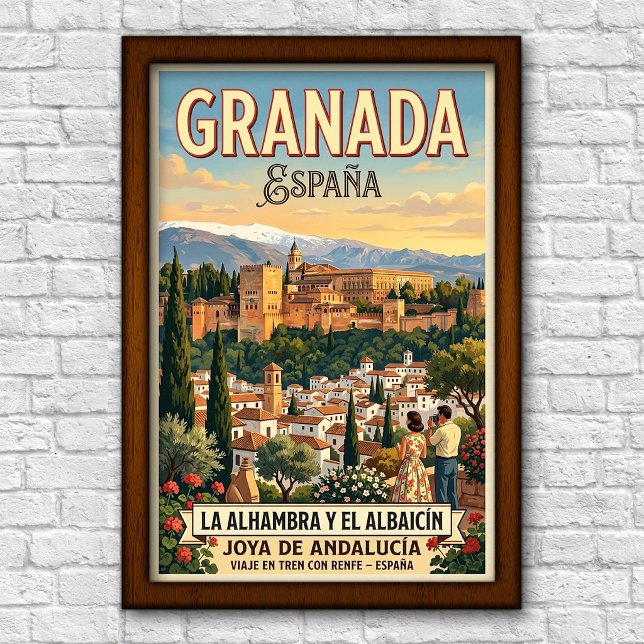 Vintage 1960-tal Granada, Spanien Resaaffisch Poster (Skapare uppladdad)