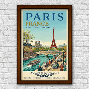 Vintage 1960-tal Paris, Frankrike Resa Poster