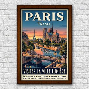 Vintage 1960-tal Paris, Frankrike Resa Poster