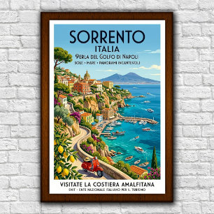 Vintage 1960-tal Sorrento, Italien Resaaffisch Poster